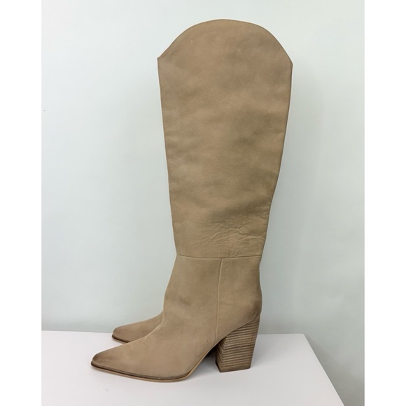 New Steve Madden Croft Pointed Toe Taupe Heeled Tall Western Suede Boots 9.5 - Picture 5 of 11